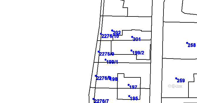 Parcela st. 2276/9 v KÚ Suchdol, Katastrální mapa