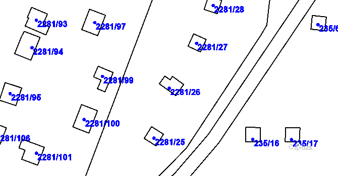 Parcela st. 2281/26 v KÚ Suchdol, Katastrální mapa