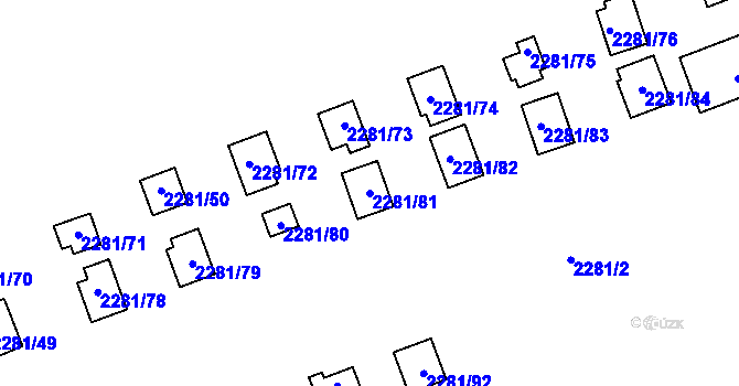 Parcela st. 2281/81 v KÚ Suchdol, Katastrální mapa