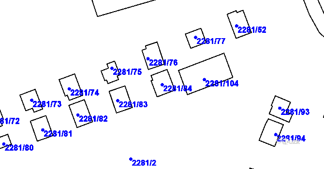 Parcela st. 2281/84 v KÚ Suchdol, Katastrální mapa