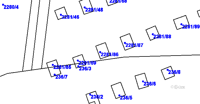 Parcela st. 2281/86 v KÚ Suchdol, Katastrální mapa