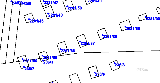 Parcela st. 2281/87 v KÚ Suchdol, Katastrální mapa