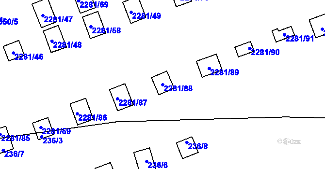 Parcela st. 2281/88 v KÚ Suchdol, Katastrální mapa