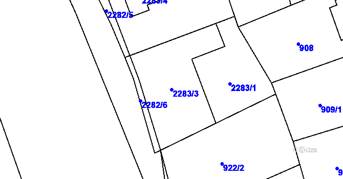 Parcela st. 2283/3 v KÚ Suchdol, Katastrální mapa