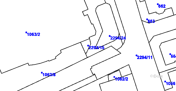 Parcela st. 2294/15 v KÚ Suchdol, Katastrální mapa