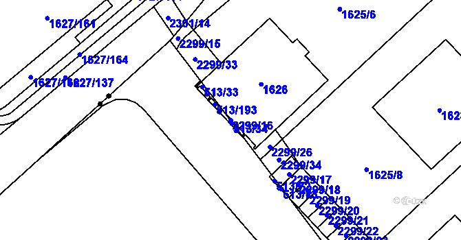 Parcela st. 2299/16 v KÚ Suchdol, Katastrální mapa