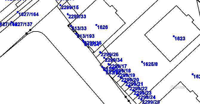 Parcela st. 2299/26 v KÚ Suchdol, Katastrální mapa