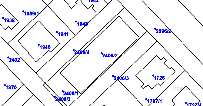 Parcela st. 2408/2 v KÚ Suchdol, Katastrální mapa