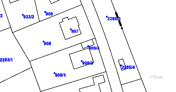 Parcela st. 909/4 v KÚ Suchdol, Katastrální mapa