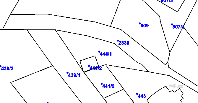 Parcela st. 444/1 v KÚ Suchdol, Katastrální mapa