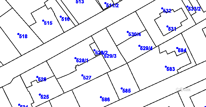 Parcela st. 529/3 v KÚ Suchdol, Katastrální mapa