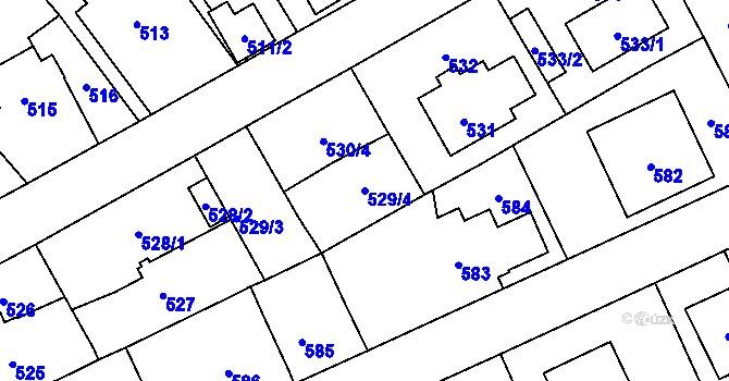 Parcela st. 529/4 v KÚ Suchdol, Katastrální mapa