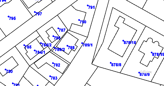 Parcela st. 789/1 v KÚ Suchdol, Katastrální mapa