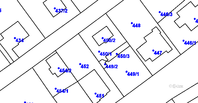 Parcela st. 450/1 v KÚ Suchdol, Katastrální mapa