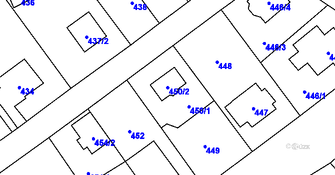Parcela st. 450/2 v KÚ Suchdol, Katastrální mapa
