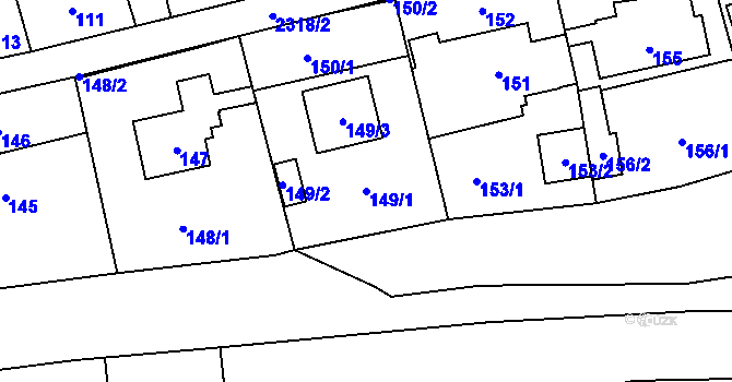 Parcela st. 149/1 v KÚ Suchdol, Katastrální mapa
