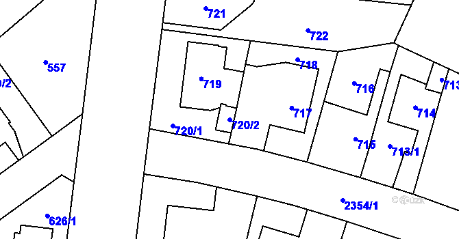 Parcela st. 720/2 v KÚ Suchdol, Katastrální mapa