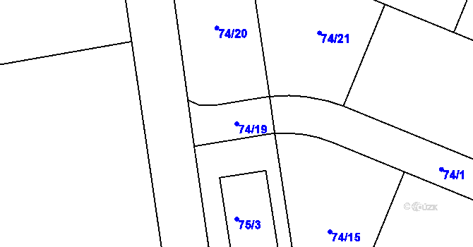 Parcela st. 74/19 v KÚ Suchdol, Katastrální mapa