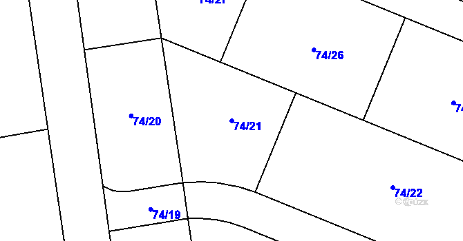 Parcela st. 74/21 v KÚ Suchdol, Katastrální mapa