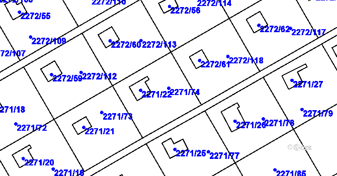 Parcela st. 2271/74 v KÚ Suchdol, Katastrální mapa