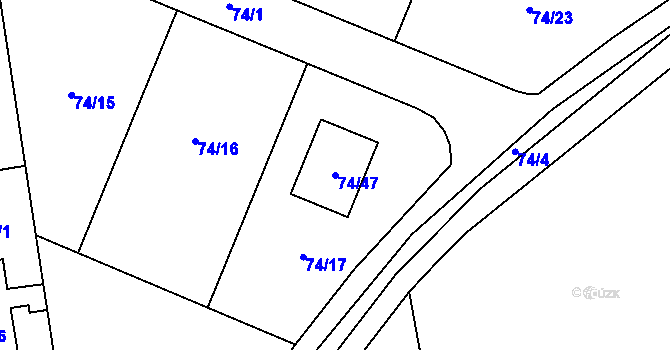 Parcela st. 74/47 v KÚ Suchdol, Katastrální mapa