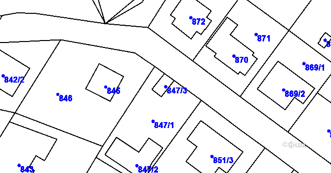 Parcela st. 847/3 v KÚ Suchdol, Katastrální mapa