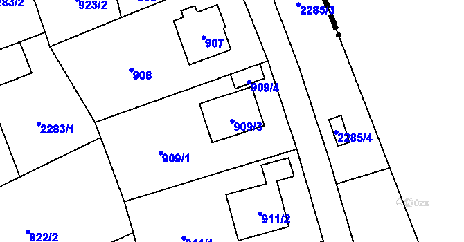 Parcela st. 909/3 v KÚ Suchdol, Katastrální mapa