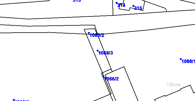 Parcela st. 1068/3 v KÚ Suchdol, Katastrální mapa