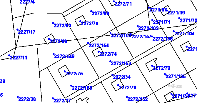 Parcela st. 2272/74 v KÚ Suchdol, Katastrální mapa