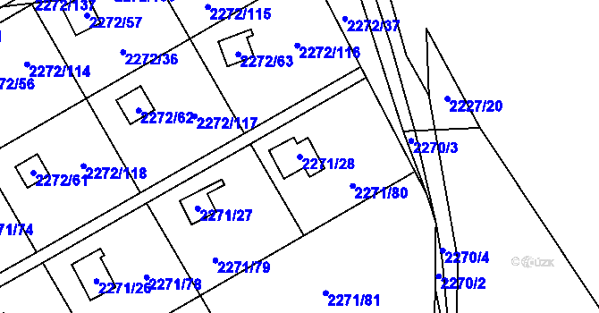 Parcela st. 2271/28 v KÚ Suchdol, Katastrální mapa