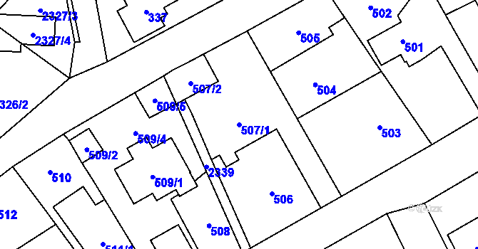 Parcela st. 507/1 v KÚ Suchdol, Katastrální mapa