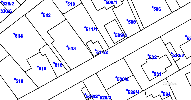 Parcela st. 511/2 v KÚ Suchdol, Katastrální mapa