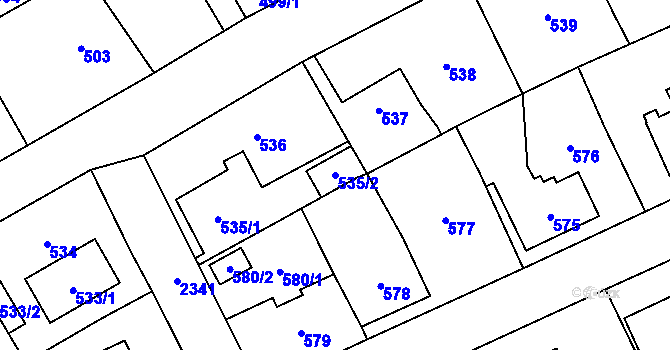 Parcela st. 535/2 v KÚ Suchdol, Katastrální mapa
