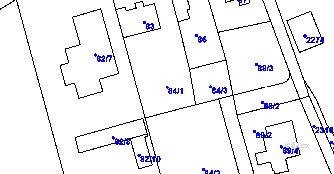 Parcela st. 84/1 v KÚ Suchdol, Katastrální mapa
