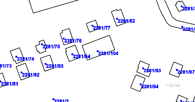 Parcela st. 2281/104 v KÚ Suchdol, Katastrální mapa