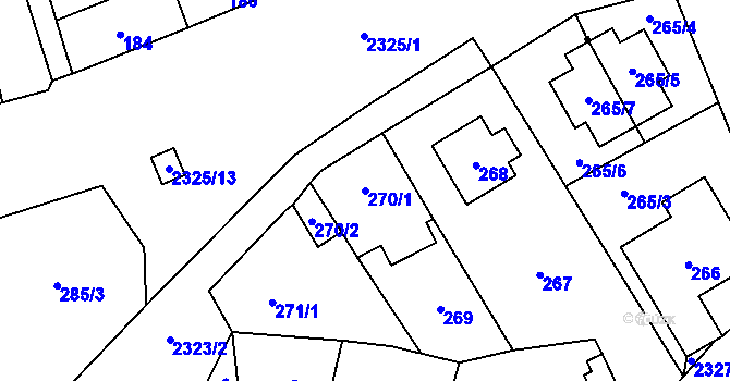 Parcela st. 270/1 v KÚ Suchdol, Katastrální mapa
