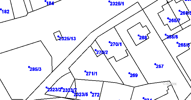 Parcela st. 270/2 v KÚ Suchdol, Katastrální mapa