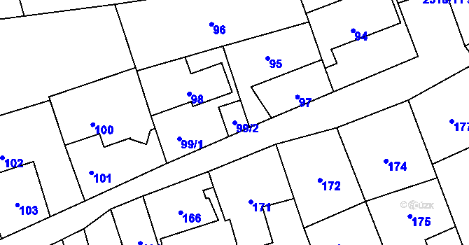Parcela st. 99/2 v KÚ Suchdol, Katastrální mapa