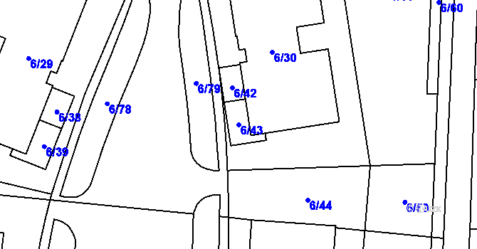 Parcela st. 6/43 v KÚ Suchdol, Katastrální mapa