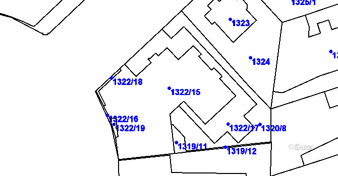 Parcela st. 1322/15 v KÚ Suchdol, Katastrální mapa