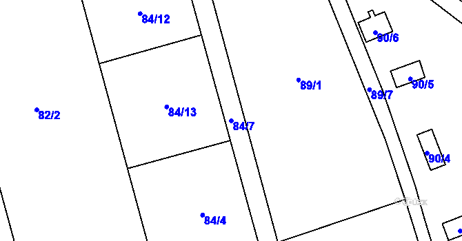 Parcela st. 84/7 v KÚ Suchdol, Katastrální mapa