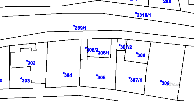 Parcela st. 306/1 v KÚ Suchdol, Katastrální mapa