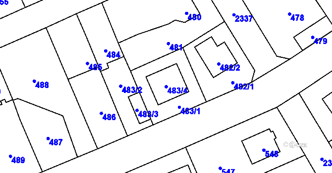 Parcela st. 483/4 v KÚ Suchdol, Katastrální mapa