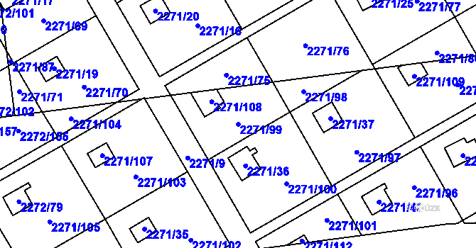Parcela st. 2271/99 v KÚ Suchdol, Katastrální mapa