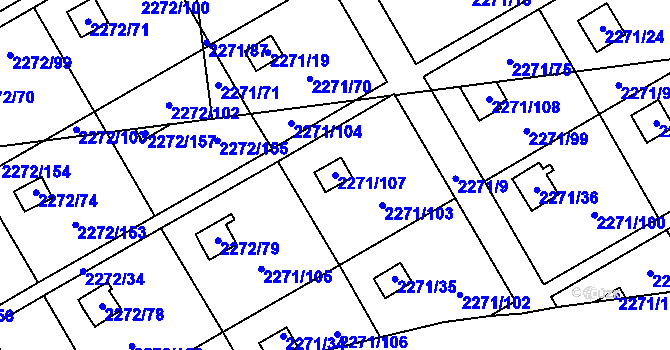 Parcela st. 2271/107 v KÚ Suchdol, Katastrální mapa
