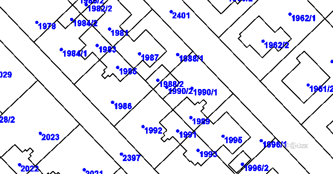 Parcela st. 1990/2 v KÚ Suchdol, Katastrální mapa