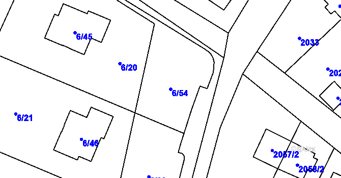 Parcela st. 6/54 v KÚ Suchdol, Katastrální mapa