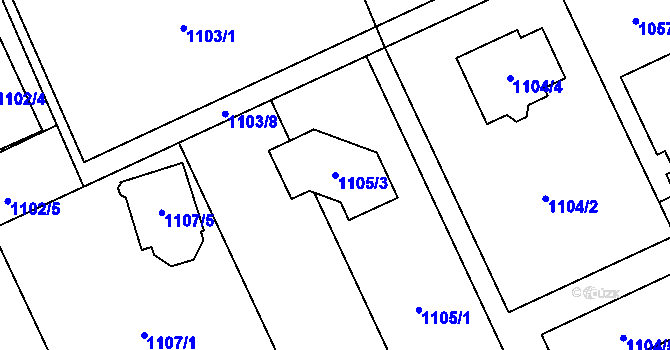 Parcela st. 1105/3 v KÚ Suchdol, Katastrální mapa