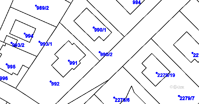 Parcela st. 990/2 v KÚ Suchdol, Katastrální mapa