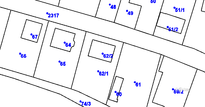 Parcela st. 62/2 v KÚ Suchdol, Katastrální mapa